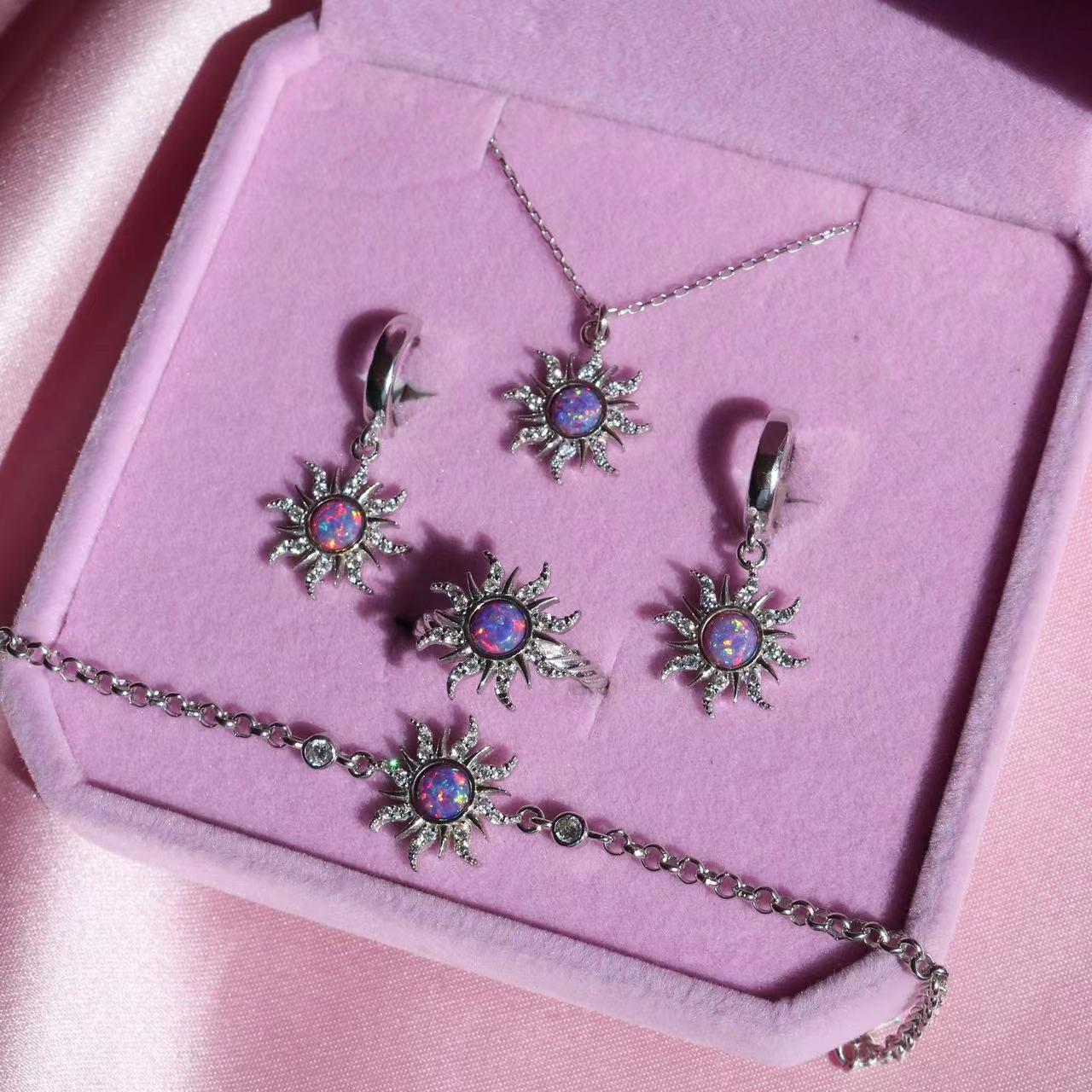 [HOT] Spining Sunflower Opal Jewerly Gift Sets Wonderful Australia Natural Opal Stone for Decoration,2024 Best Gift to Yourself, Family or Friends