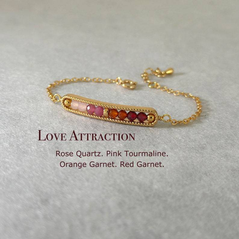 Dainty 3mm Emotional Balance Money Love Bracelet Healing Crystal  Strawberry Quartz Citrine, Rose Quartz 3mm crystal Bracelet Gift For Her Christmas Gift