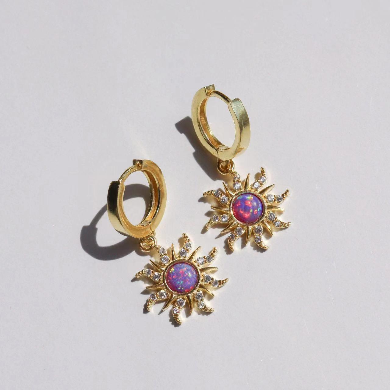 [HOT] Spining Sunflower Opal Jewerly Gift Sets Wonderful Australia Natural Opal Stone for Decoration,2024 Best Gift to Yourself, Family or Friends