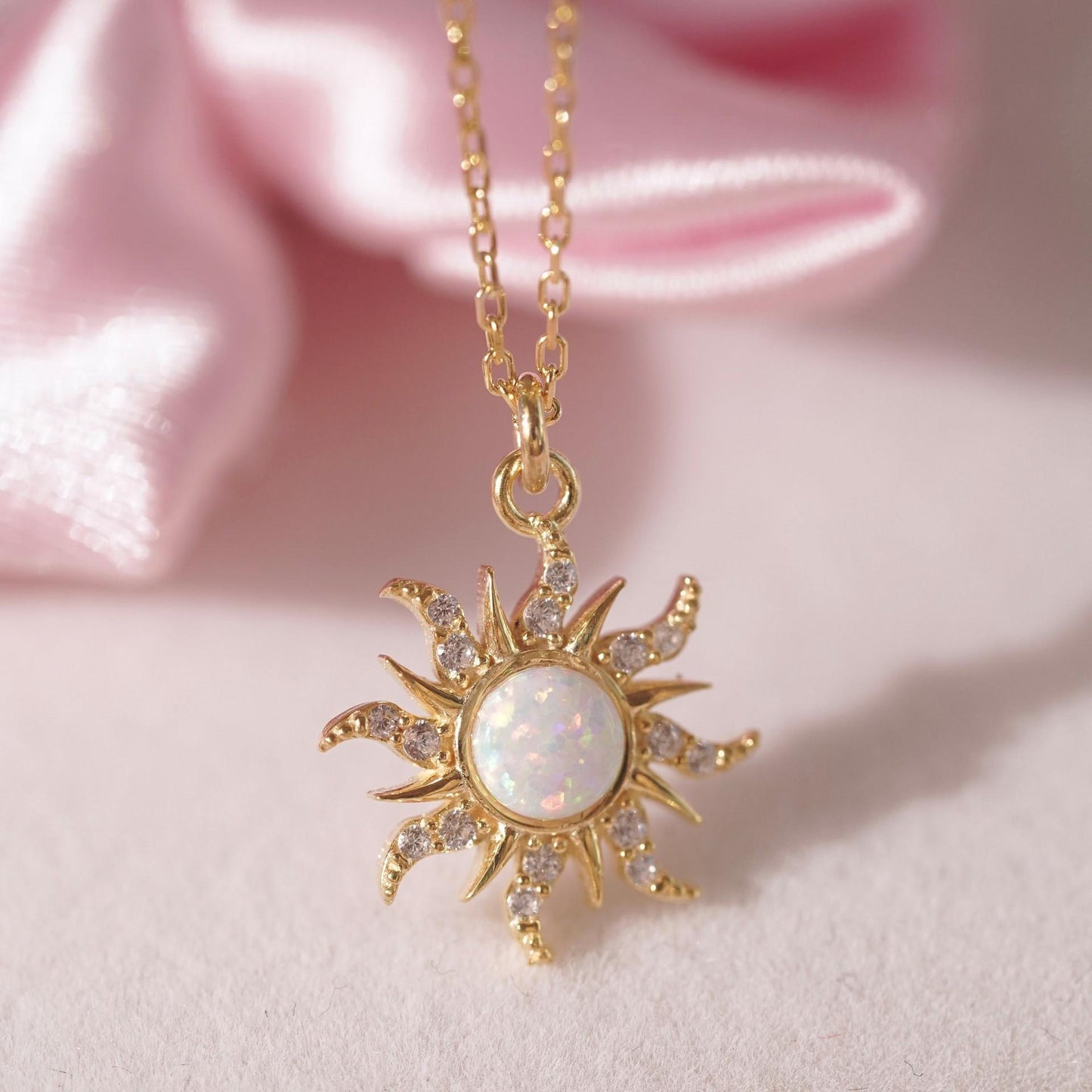 [HOT] Spining Sunflower Opal Jewerly Gift Sets Wonderful Australia Natural Opal Stone for Decoration,2024 Best Gift to Yourself, Family or Friends