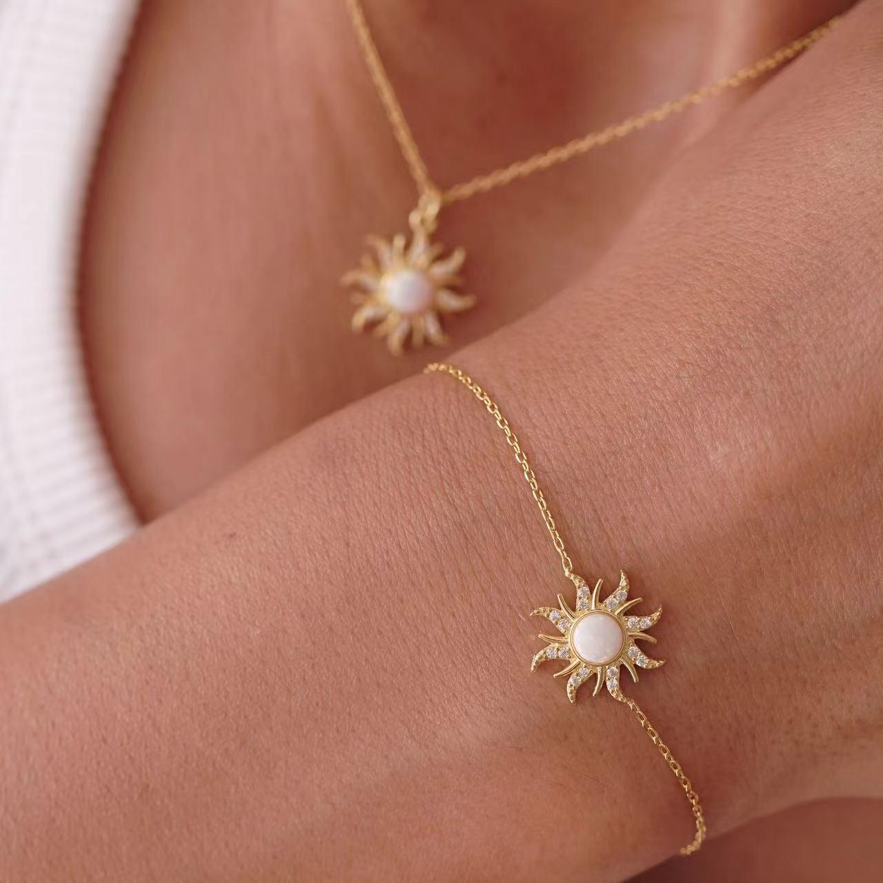 [HOT] Spining Sunflower Opal Jewerly Gift Sets Wonderful Australia Natural Opal Stone for Decoration,2024 Best Gift to Yourself, Family or Friends